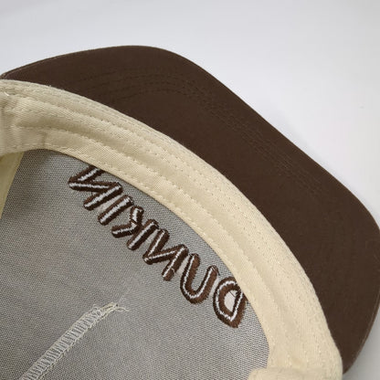 Dunkin' 5 Panel Hat Beige One Size Snapback Upside Down Logo Brown Brim Est 1950