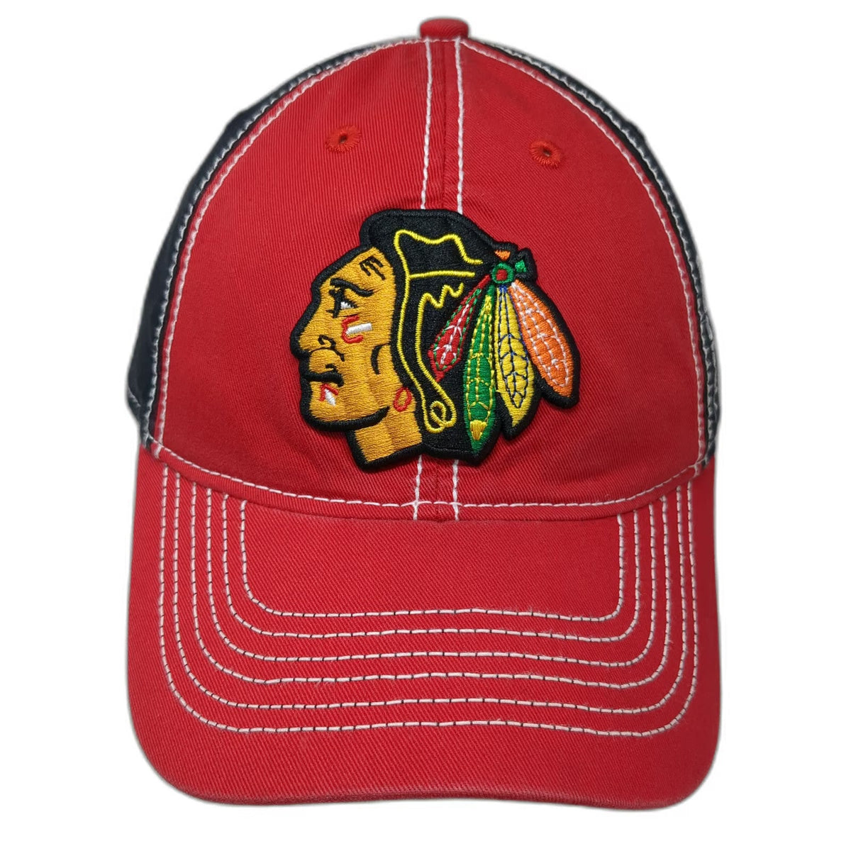 Chicago Blackhawks NHL Reebok Red Black One Size Cap Slideback Contrast Stitch