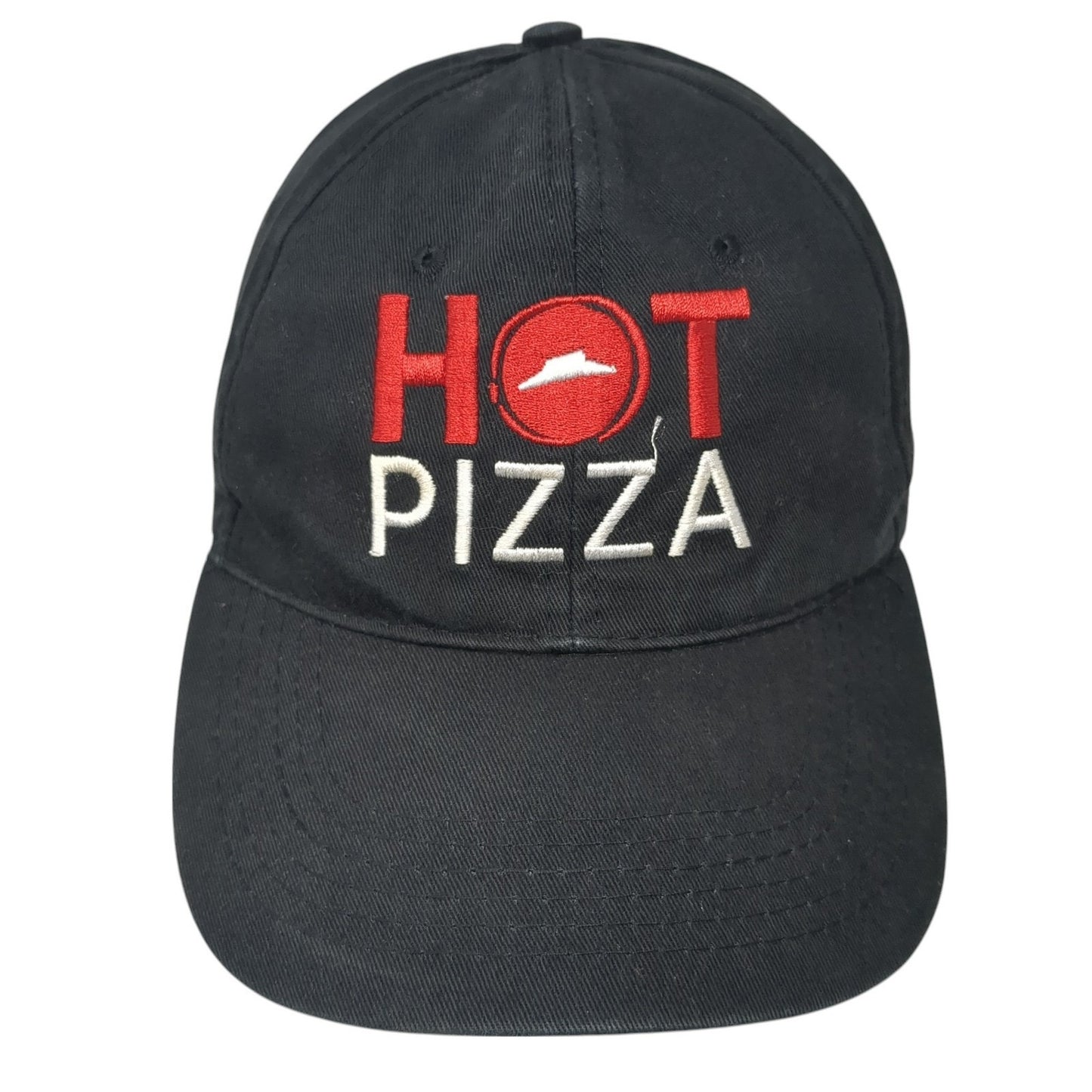 Hot Pizza Strapback Baseball Cap Black One Size Adjustable Embroidered 6 Panel