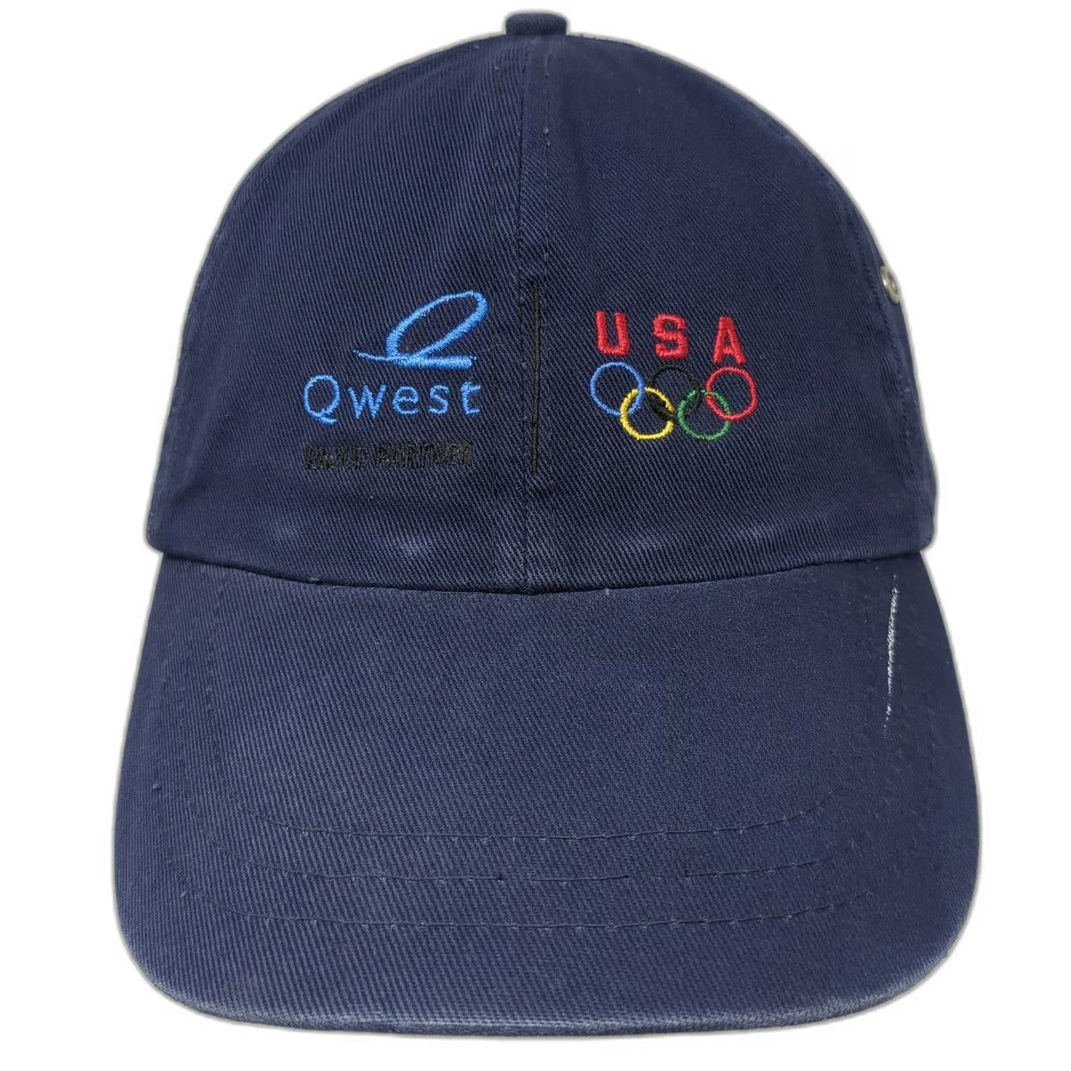Head Shot Baseball Cap Blue One Size Qwest USA Olympic Logo Proud Partner Hat