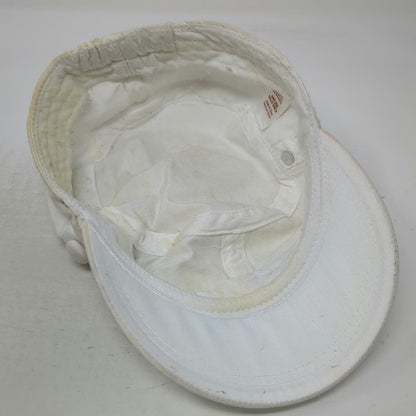 Army Cap White One Size Elastic Back Side Button Blank Plain Cadet Solid Hat