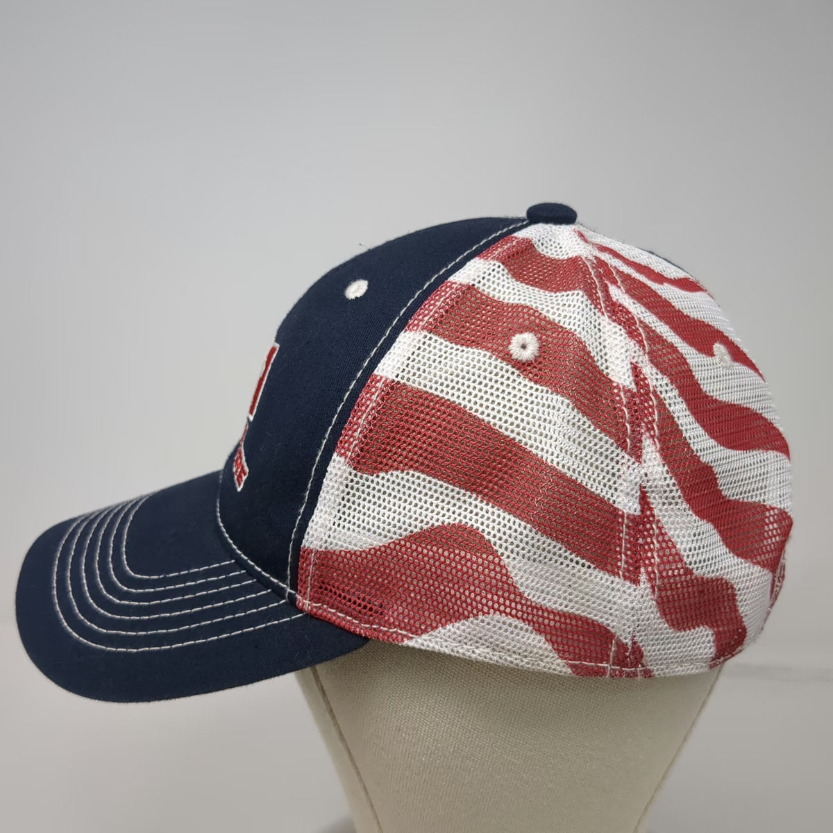 General Tire Blue Trucker Hat One Size USA American Flag Mesh Back Snapback