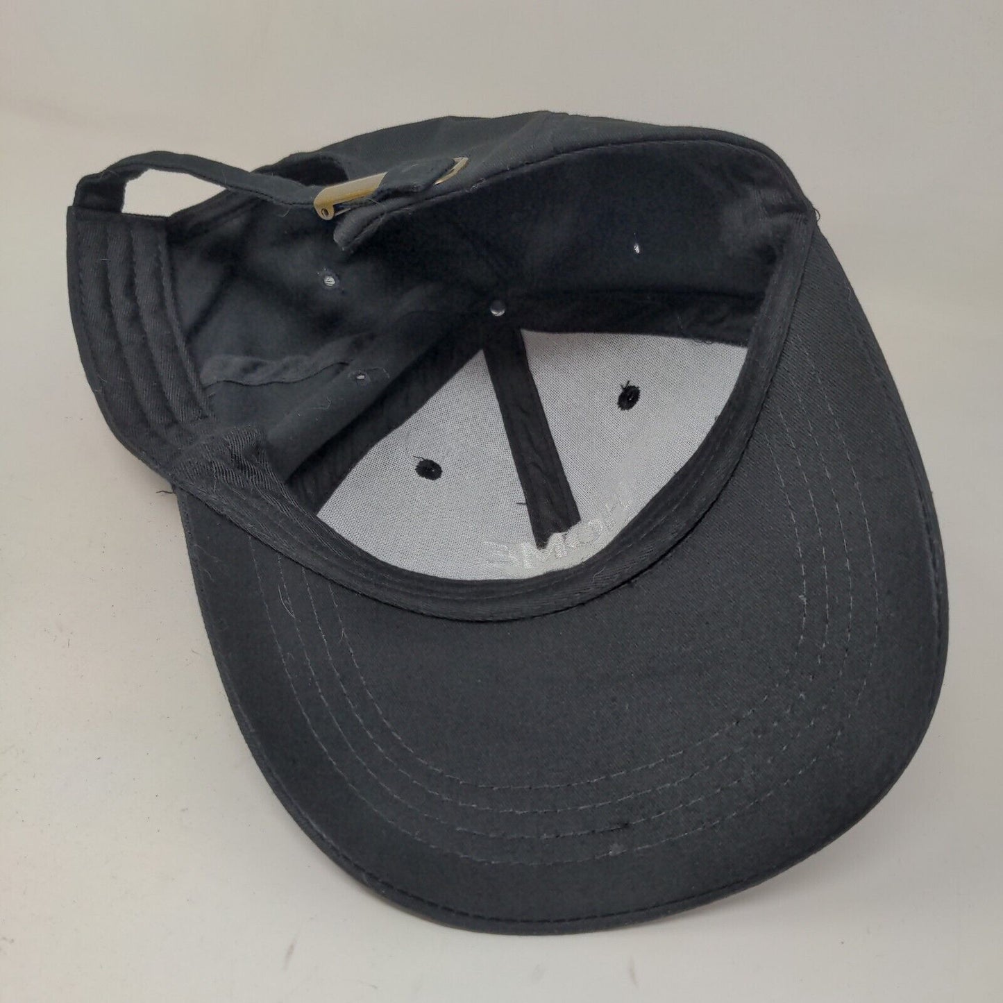 Unbranded Men's Slideback Hat Black Embroidered Home Bass Logo Distressed