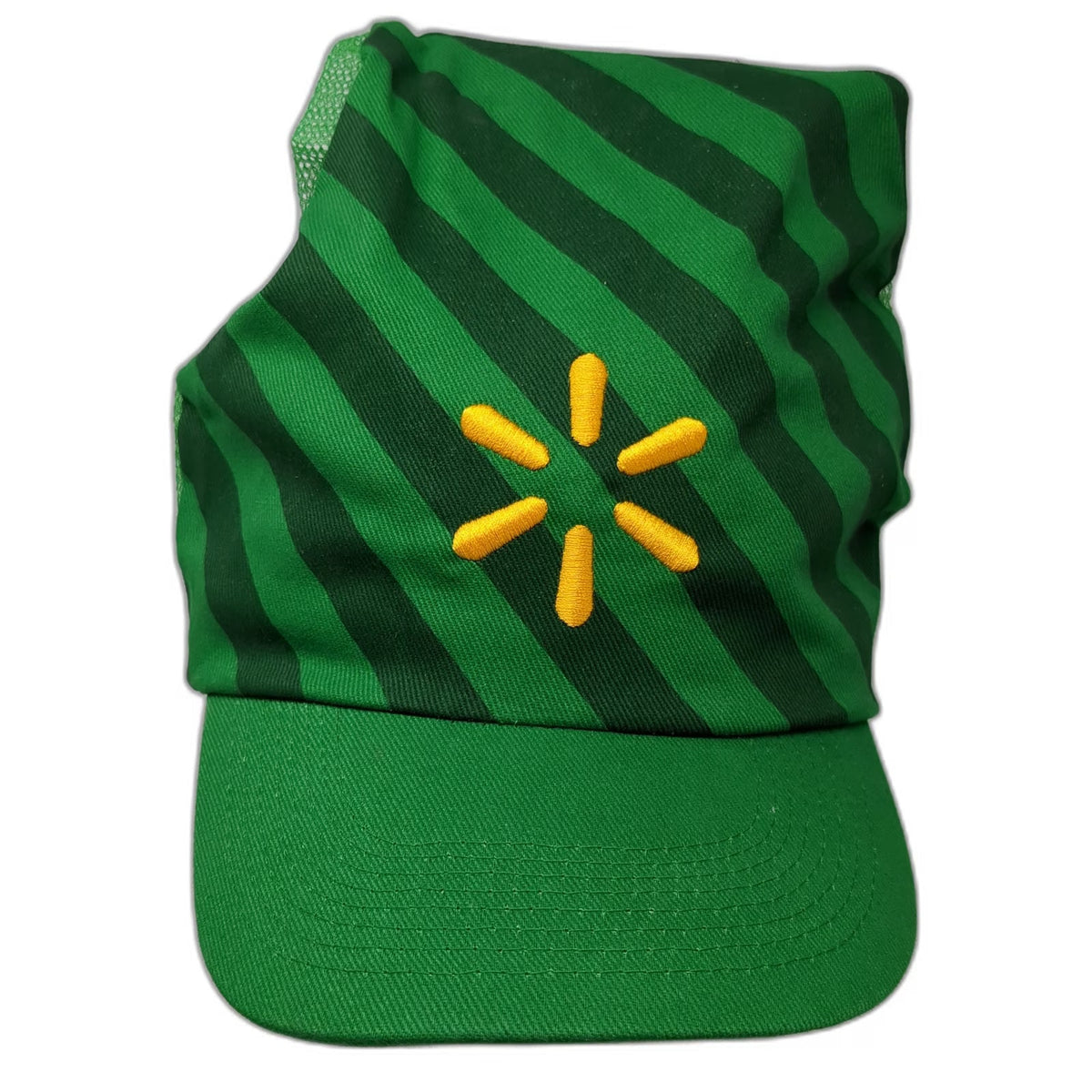 Walmart Trucker Green One Size Elf Pom Pom Striped Spark Logo Christmas Hat