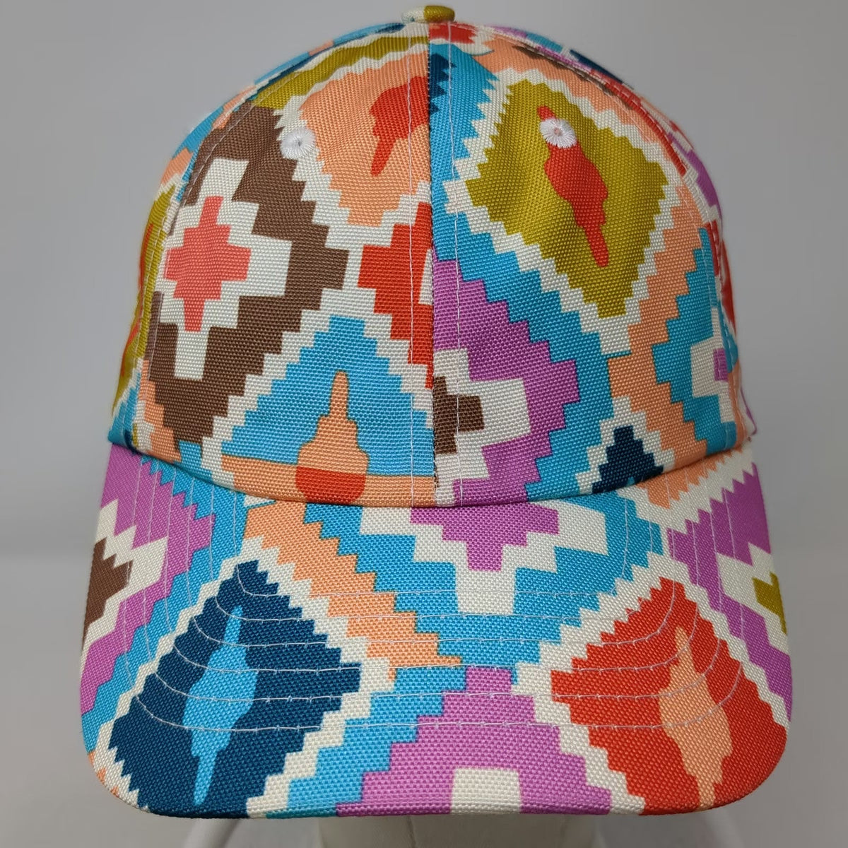 Vera Bradley Baseball Cap Orange One Size Kilim Geometric Patterned Canvas Hat