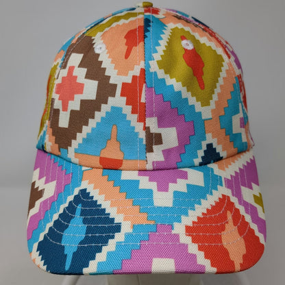 Vera Bradley Baseball Cap Orange One Size Kilim Geometric Patterned Canvas Hat
