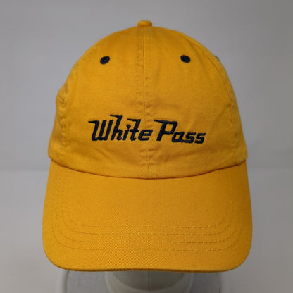 White Pass Strapback Hat Yellow One Size Adjustable Embroidered 6 Panel Cotton