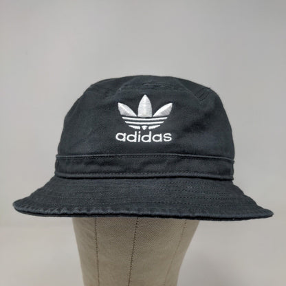 Adidas Men's Bucket Hat Black Size OSFA Embroidered Trefoil Logo 100% Cotton