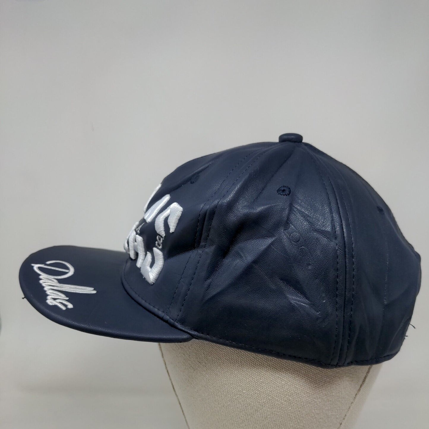 Dallas Snapback Hat Blue One Size Embroidered Adjustable PU Leather