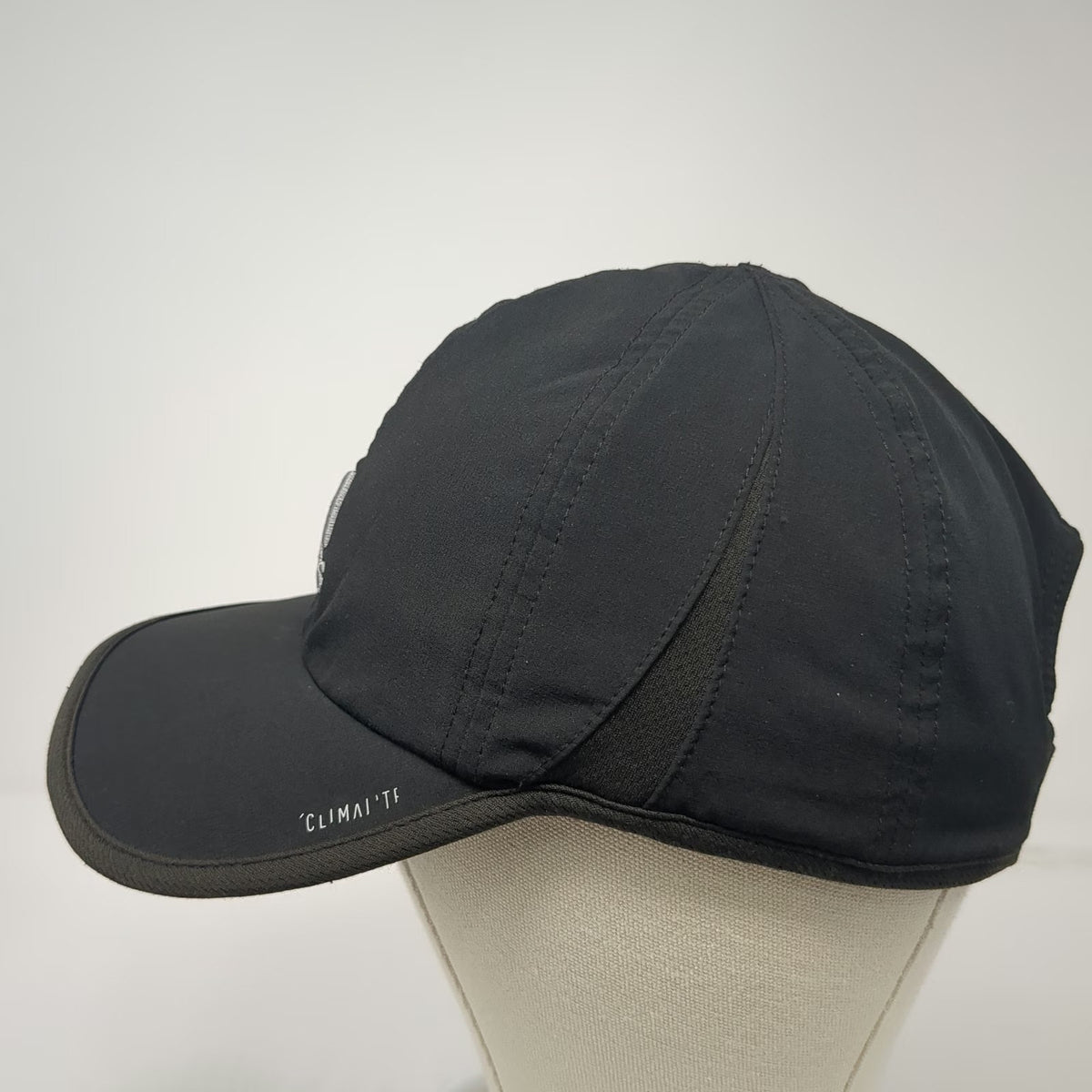 Adidas Baseball Cap Black One Size Climalite Performance Silver Logo Running Hat
