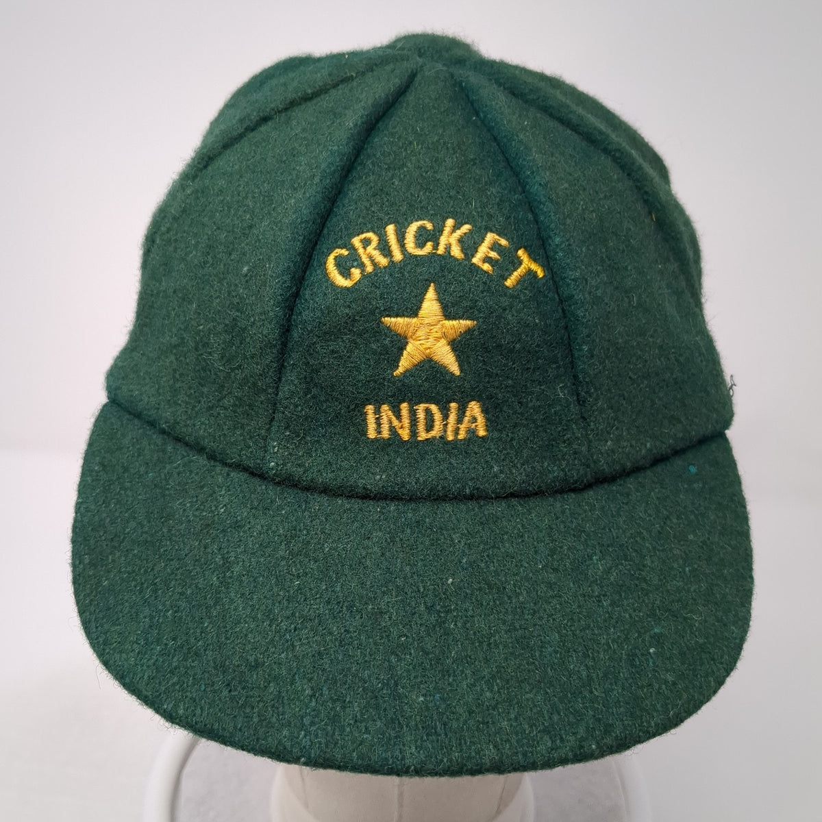 Vintage Wool Cricket Hat Green India Star Logo Embroidered Sports