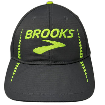 Brooks Baseball Cap Gray One Size Neon Green Logo Slideback Running Hat