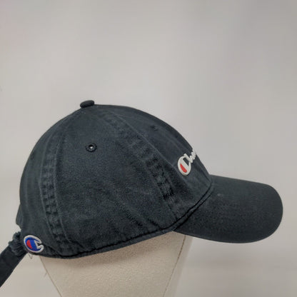 Champion Slideback Hat Black OSFA Adjustable Solid 6 Panel Vent Holes