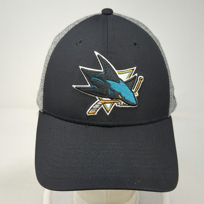 Fanatics San Jose Sharks NHL Hat Baseball Cap Black Gray L Stretch Fit Logo