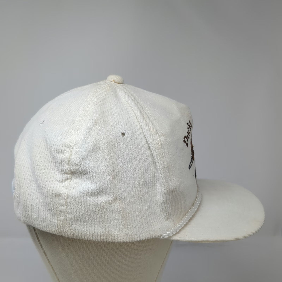 Dorfman Pacific Ducks Unlimited Trucker White Corduroy Rope Brim Hat One Size