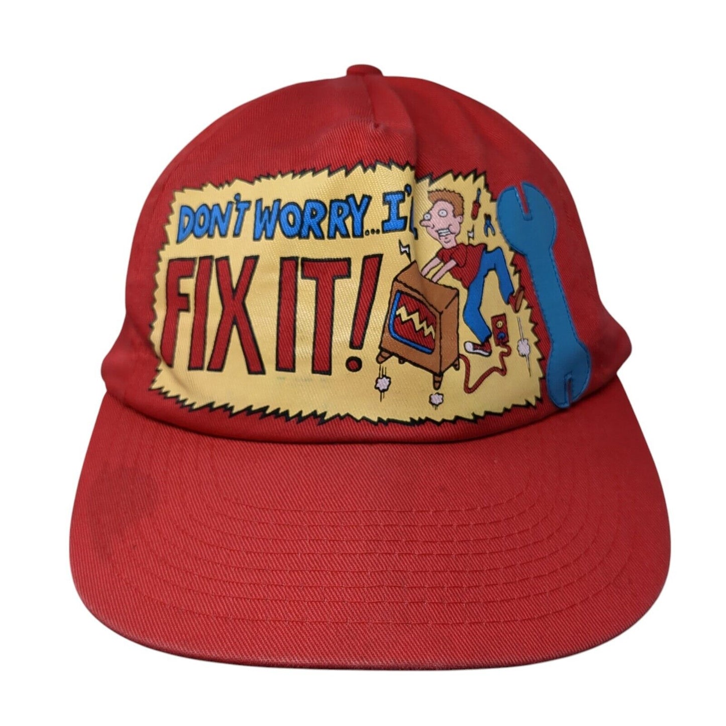 Don't Worry I'll Fix It Snapback Hat Red One Size Adjustable Solid
