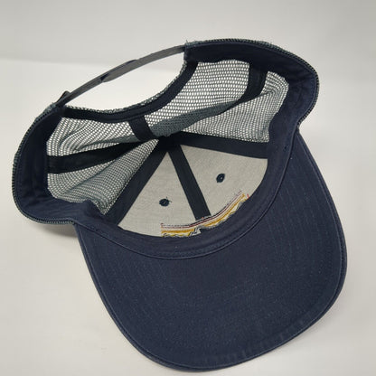 Patagonia Line Logo Snapback Trucker Hat Blue One Size Mesh Back Embroidered