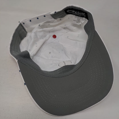 Bay Hill Strapback Hat White OSFA Adjustable Star Print Patriotic American Flag
