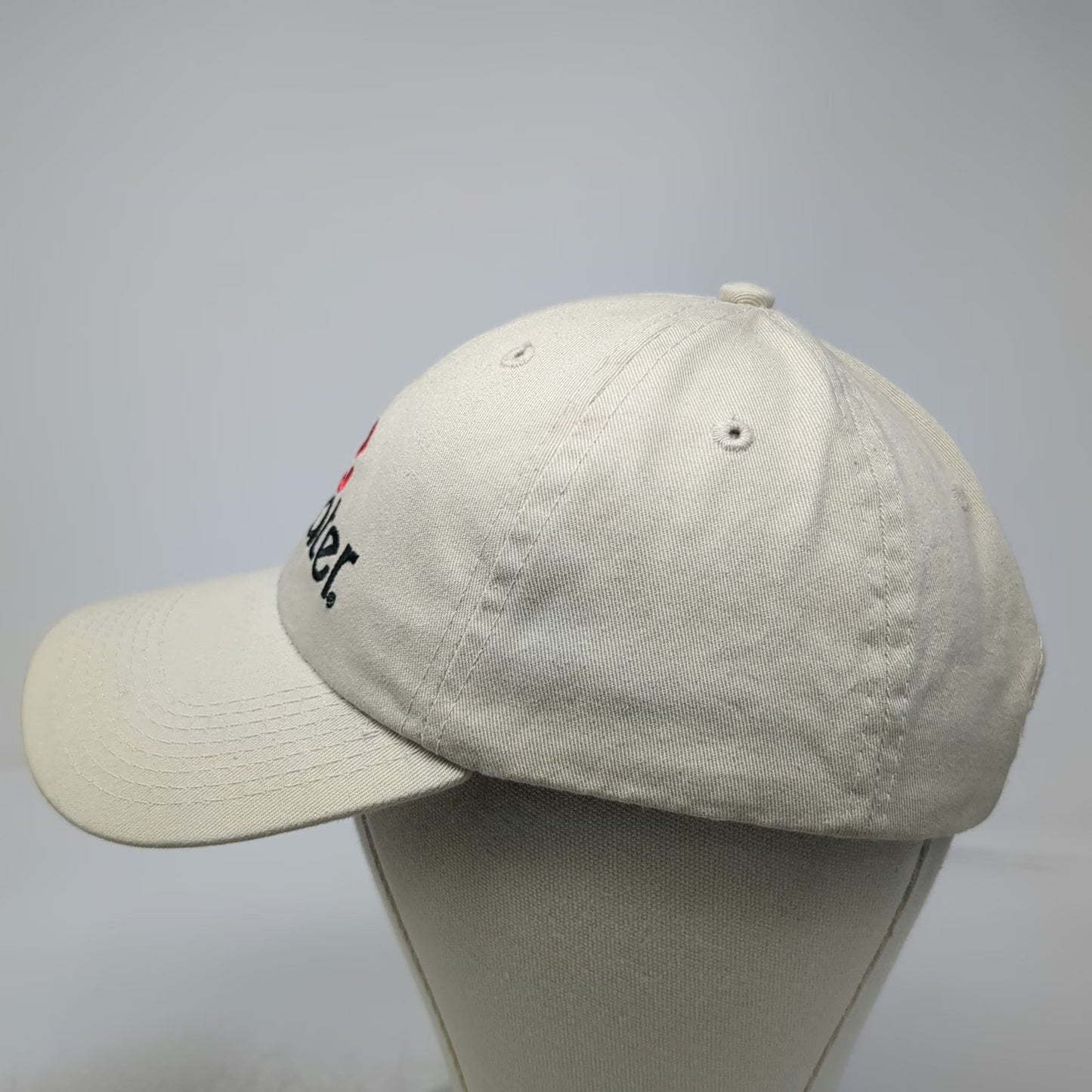 SoBe Life Water Beige One Size Baseball Cap Embroidered Logo Hat Slideback