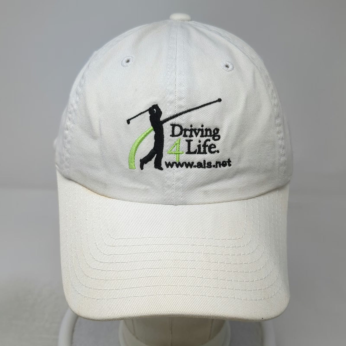 Back Nine White Baseball Cap One Size Driving 4 Life ALS Charity Baker Hill Hat