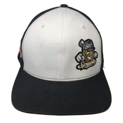 Richardson Trucker Hat Black One Size Mesh Snapback USA Flag Spuds Baseball Logo