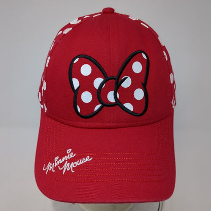 Minnie Mouse Bow Strapback Hat Red One Size Polka Dot Embroidered Disney