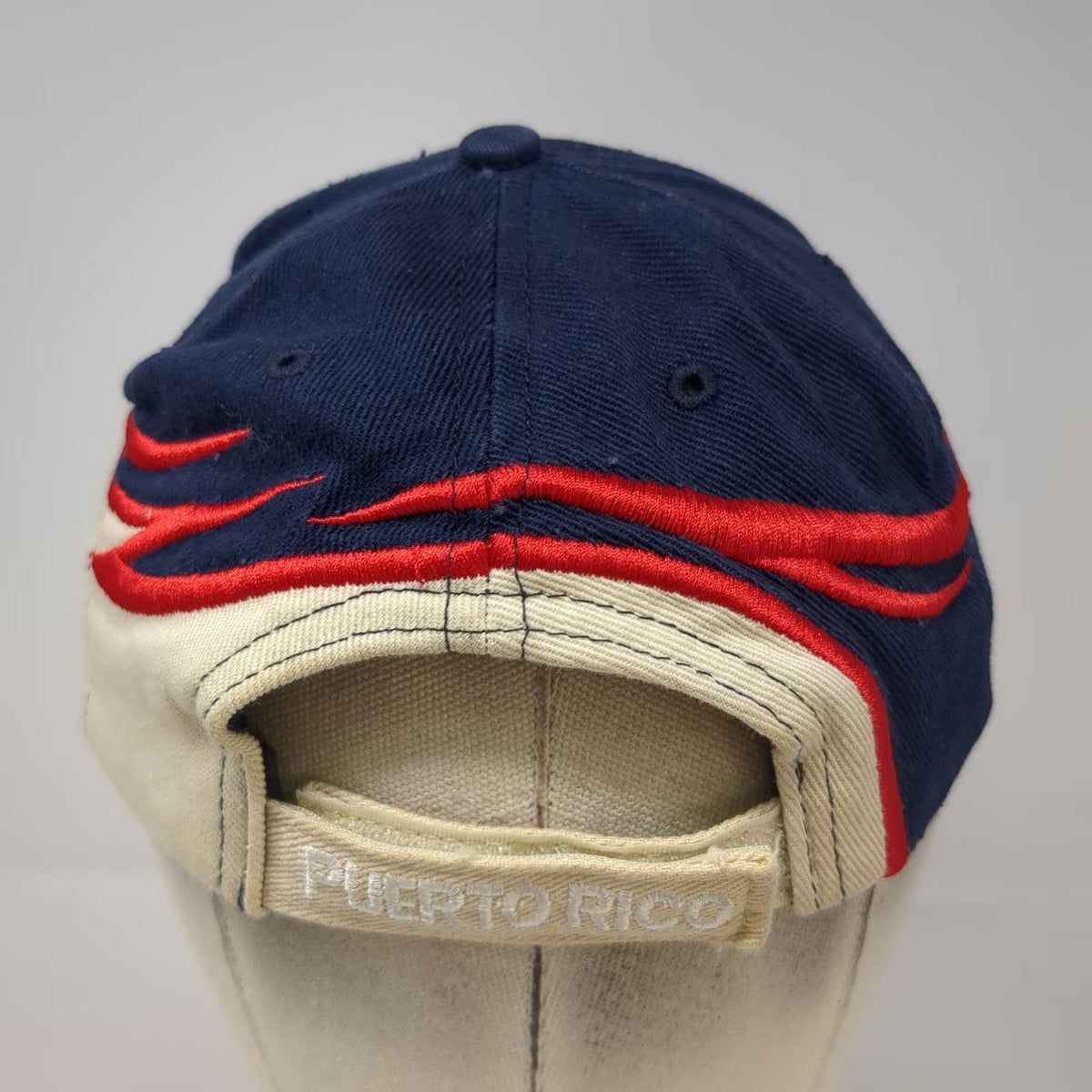 Blue Beige Red Baseball Cap One Size Puerto Rico Flag Embroidery Strapback Hat