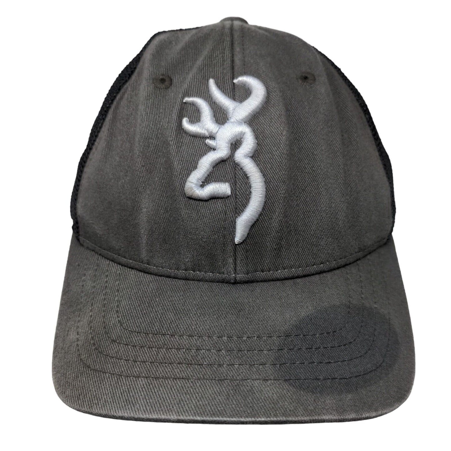 Browning Snapback Mesh Back Trucker Hat Gray One Size Embroidered Logo