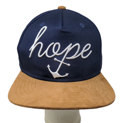 Unbranded Men's Slideback Hat Blue Tan Embroidered Hope Anchor Logo