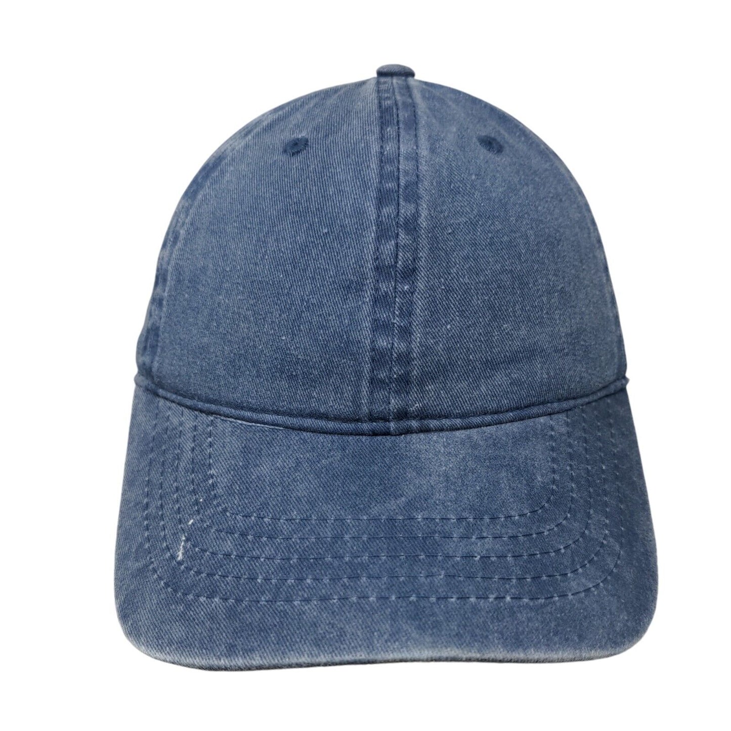 Unbranded Strapback Hat Blue OSFM Adjustable Denim Vented Holes 6 Panel Blank
