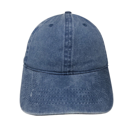 Unbranded Strapback Hat Blue OSFM Adjustable Denim Vented Holes 6 Panel Blank