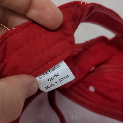 Unbranded Strapback Hat Red OSFM Solid Adjustable Vent Holes Blank