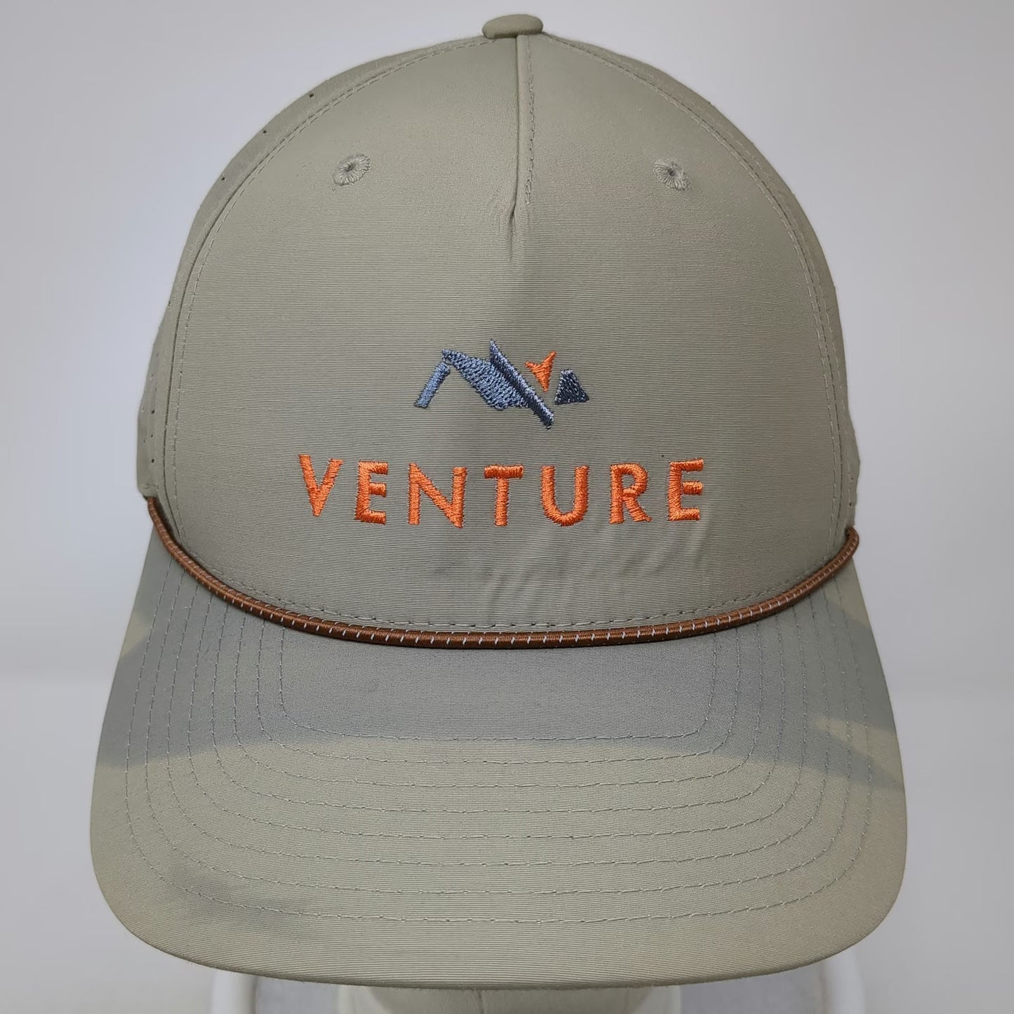 Richardson Trucker Hat Beige OSFM Venture Mountain Logo Rope Snapback Outdoors