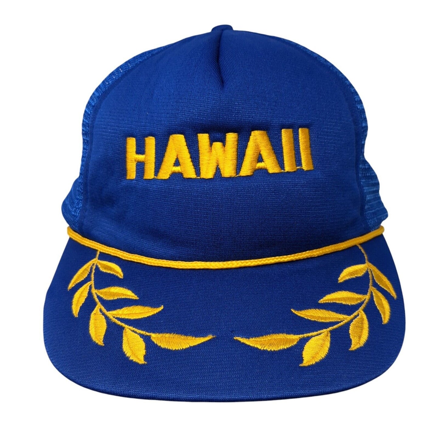 Hawaii Snapback Rope Trucker Hat Blue OSFA Mesh Back Solid Embroidered