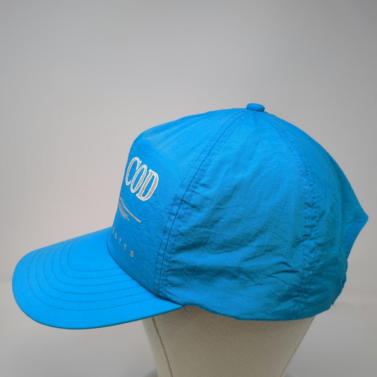 J Hats 5 Panel Blue Hat One Size Cape Cod Massachusetts Sailboat Nylon Snapback