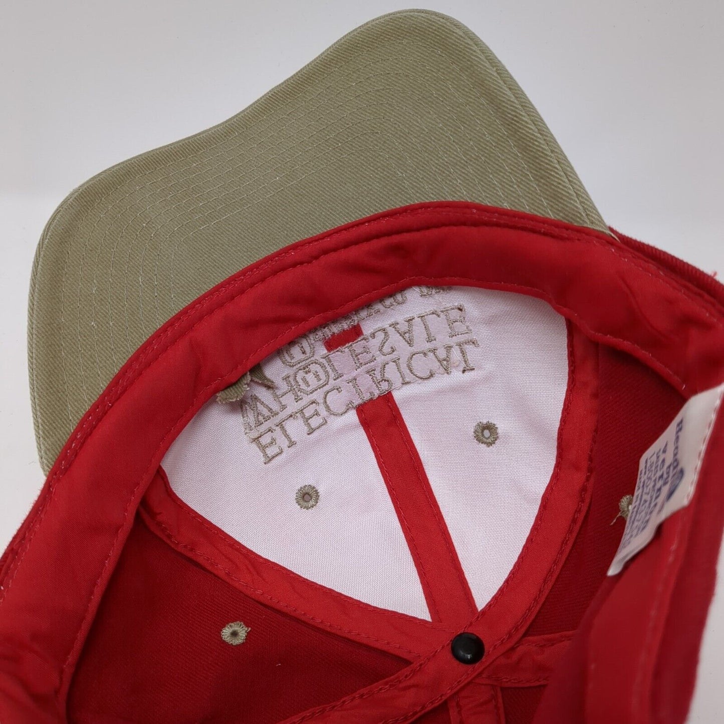 Electrical Wholesale Strapback Hat Red One Size Embroidered Colorblock