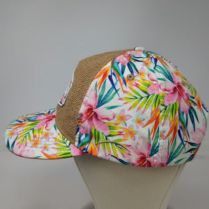 Global Sun Baseball Cap White OSFM Tropical Floral Orlando Patch Strapback Hat