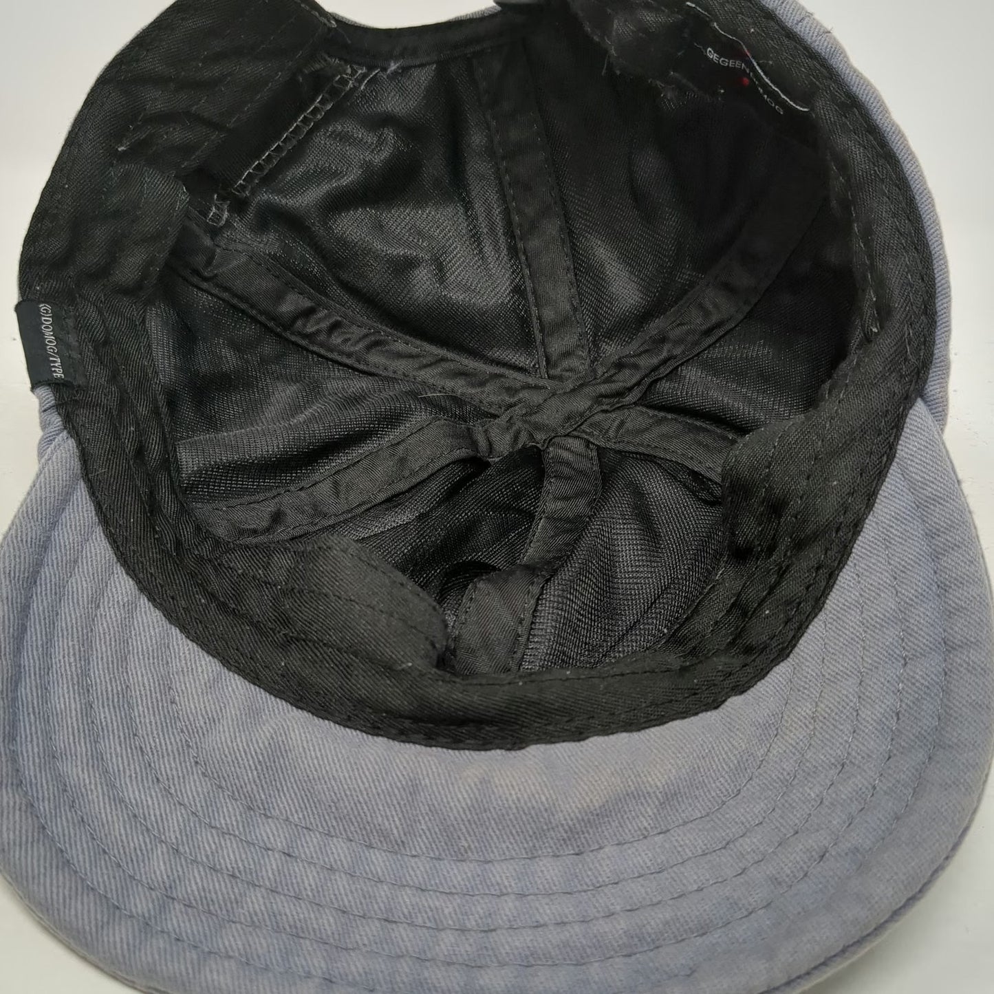 Gegeen Domog Baseball Cap Gray One Size Distressed Short Brim Toggle Strap Hat