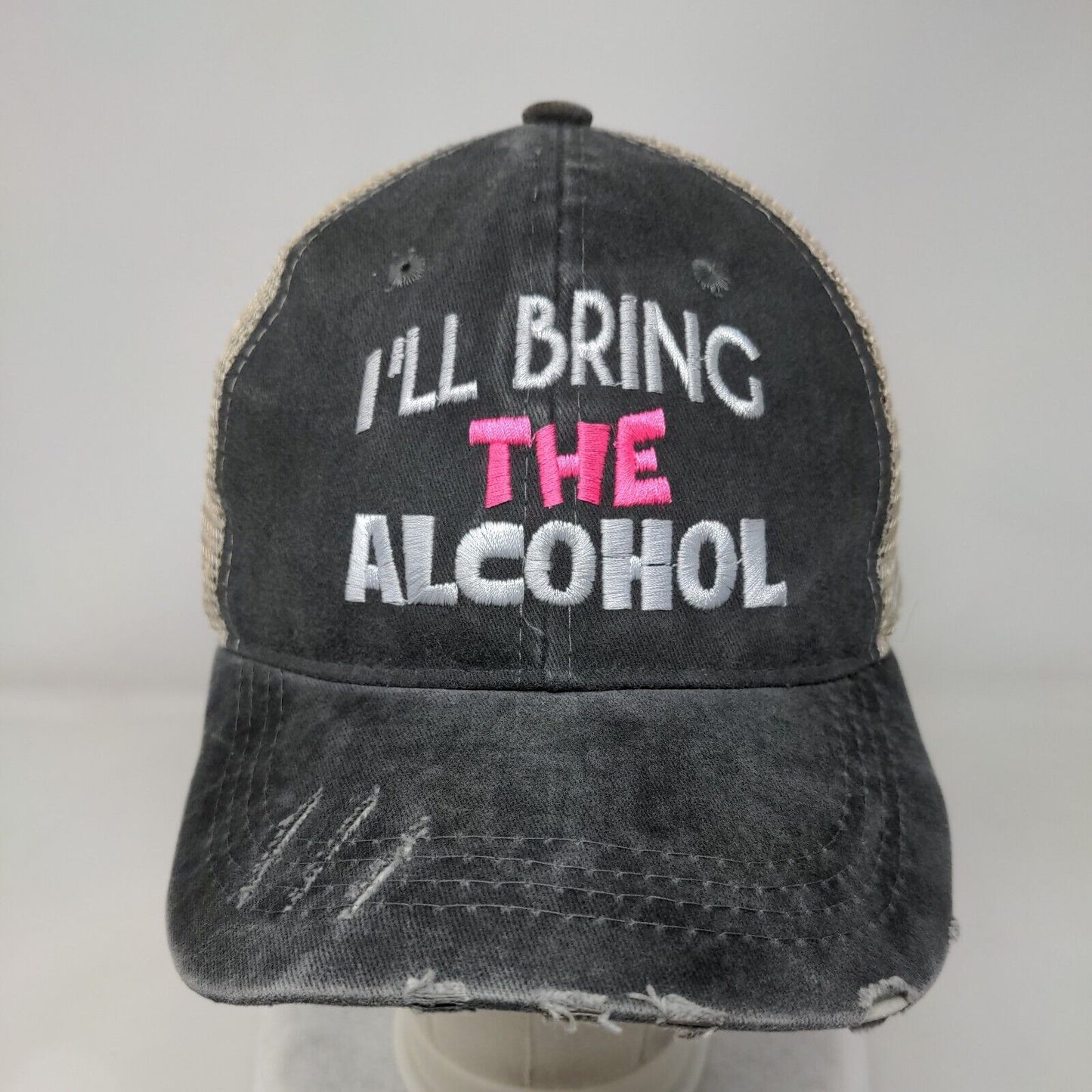 I'll Bring The Alcohol Snapback Trucker Hat Gray OSFM Adjustable Mesh Back