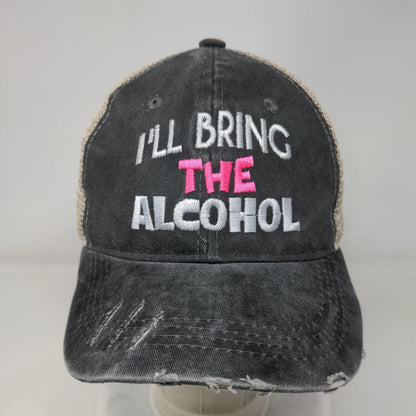 I'll Bring The Alcohol Snapback Trucker Hat Gray OSFM Adjustable Mesh Back