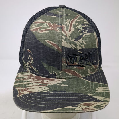 Richardson Trucker Hat Green Camo One Size Tiger Stripe Snapback HVAC Logo