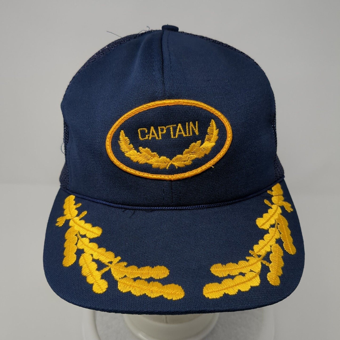 Captain Snapback Trucker Hat Blue One Size Adjustable Embroidered Mesh Back