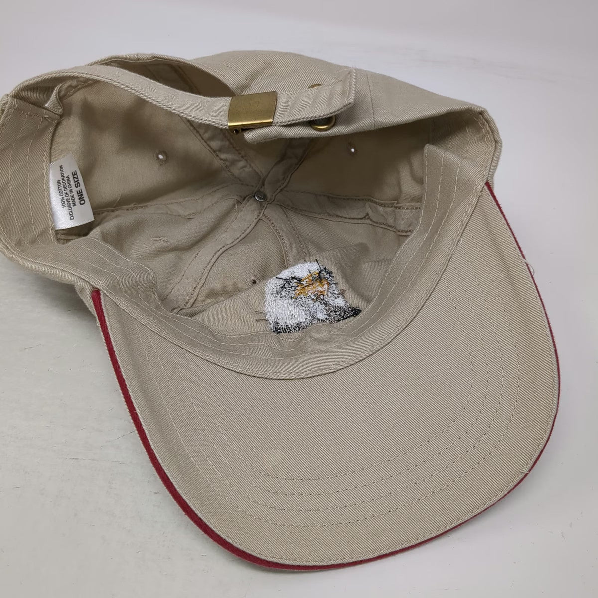 Baseball Cap Beige One Size Eagle American Flag Sandwich Brim Slideback USA Hat