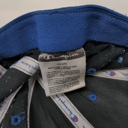 Champion Fitted Hat Blue L/XL Embroidered Solid 6 Panel Vent Holes