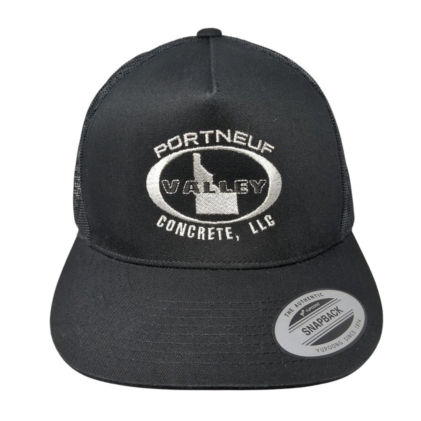 Portneuf Valley Snapback Trucker Hat Black One Size Mesh Back Sport-Tek