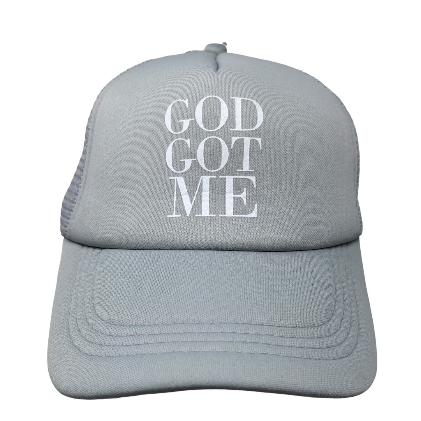 God Got Me Snapback Trucker Hat Gray One Size Mesh Back Adjustable 5 Panel