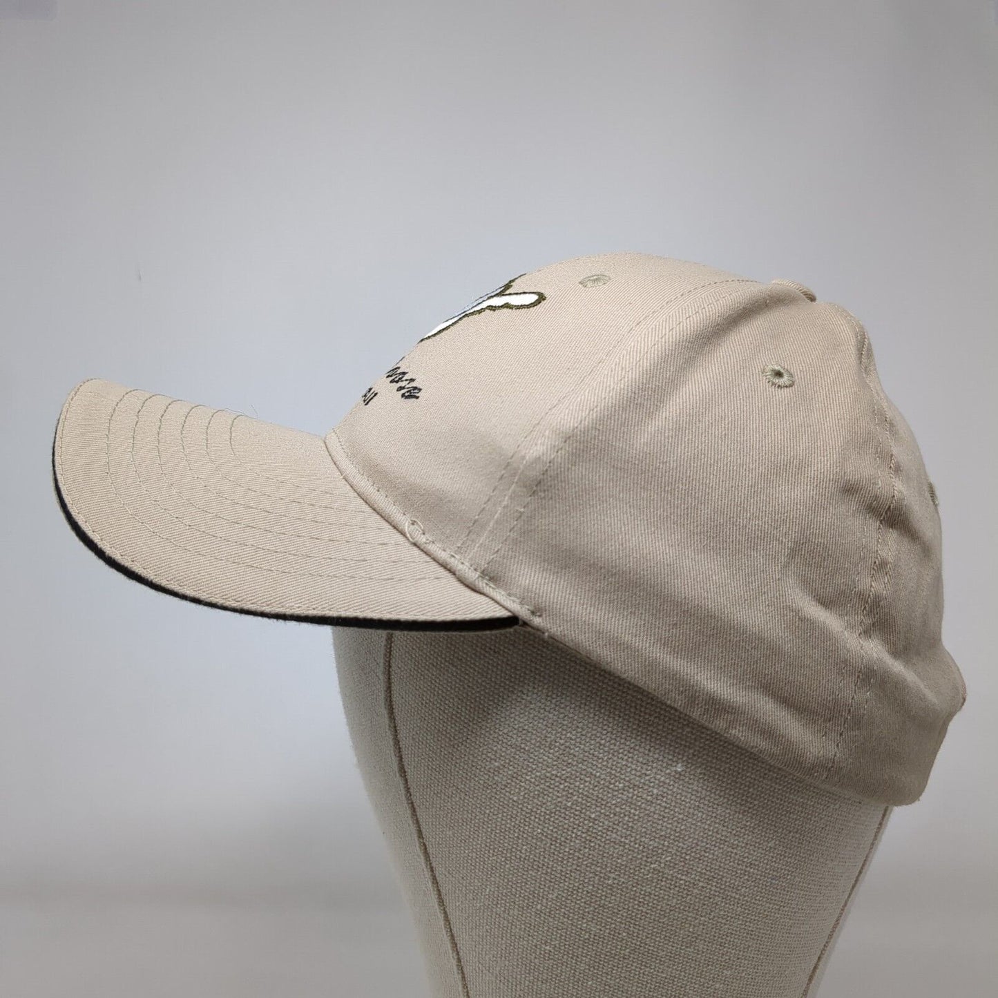 Hang Loose Hawaii Strapback Hat Tan OSFA Adjustable Embroidered 6 Panel Cotton