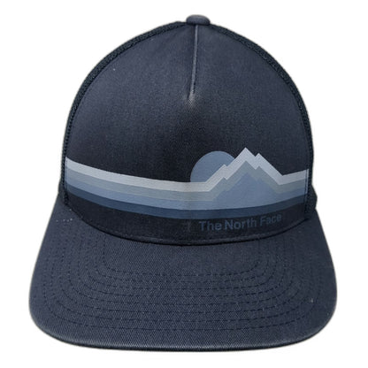 The North Face Trucker Hat Blue One Size Mountain Graphic Mesh Snapback Flexfit