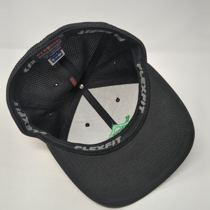 Flexfit Fitted Mesh Back Trucker Hat Size S-M Black Embroidered A Road Logo