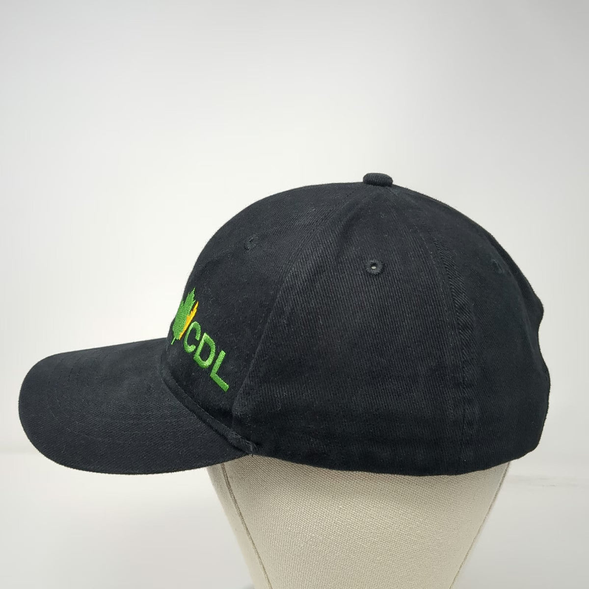 CDL Maple Leaf Baseball Cap Black One Size Strapback Cotton Hat Embroidered Logo